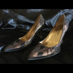 Dolce&Gabbana Golden Canvas Pointed Toe Pumps